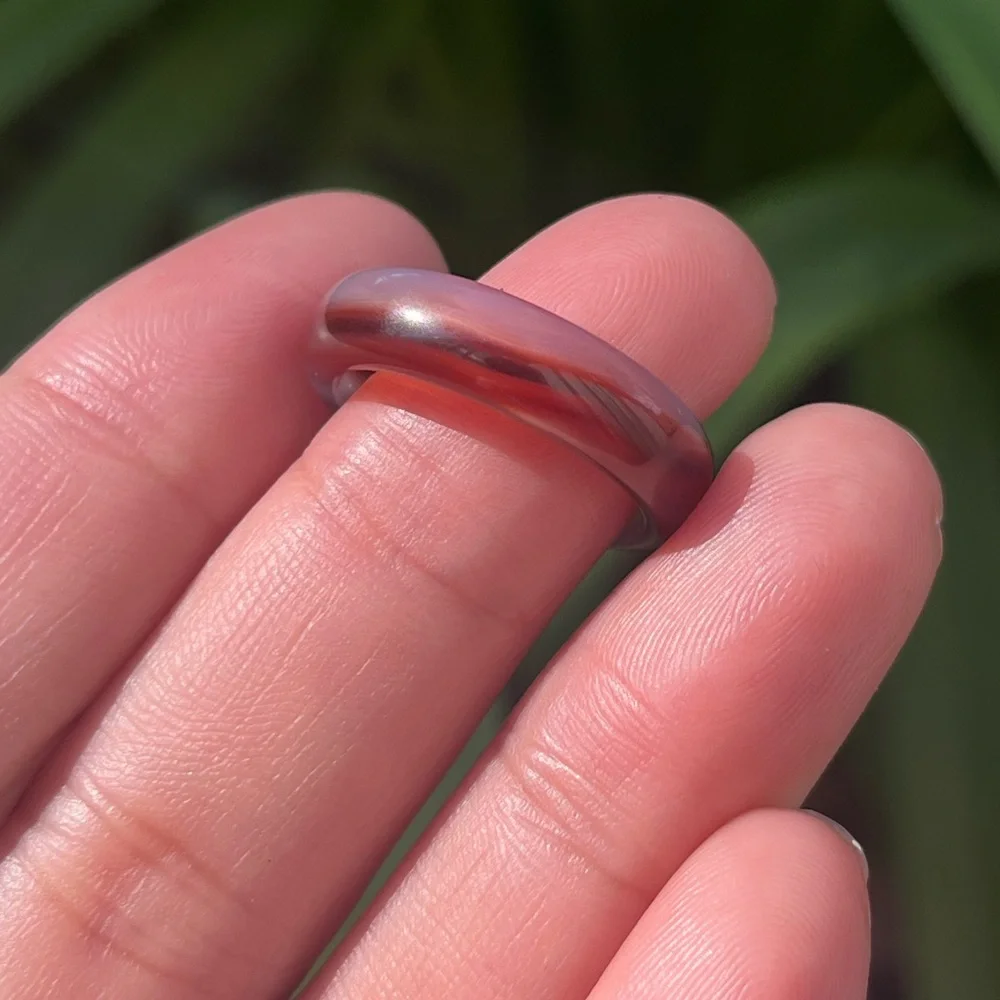 Size 6.5 burgundy color banded agate‎ band ring